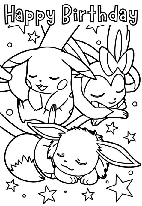 pokemon birthday coloring page|Free Pikachu Coloring Page Printable